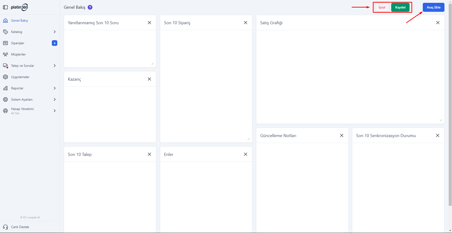 Dashboard Özelleştir