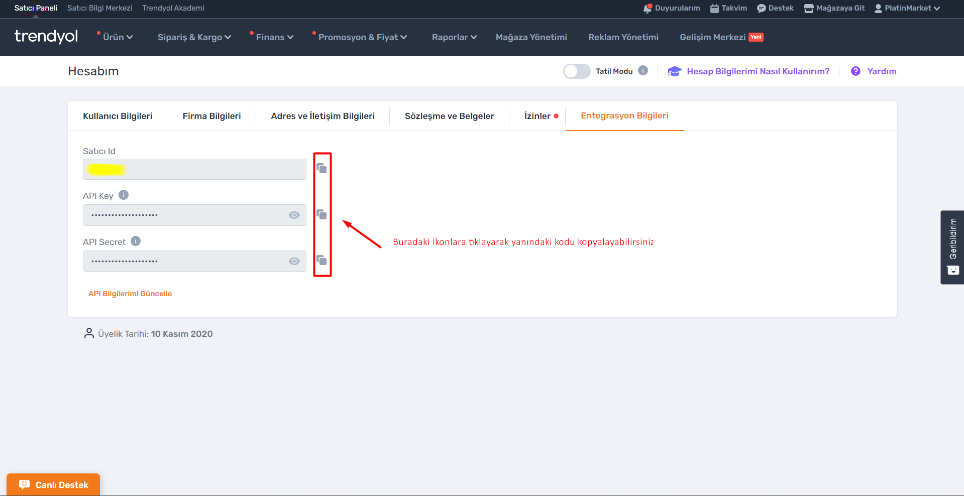 trendyol api key
