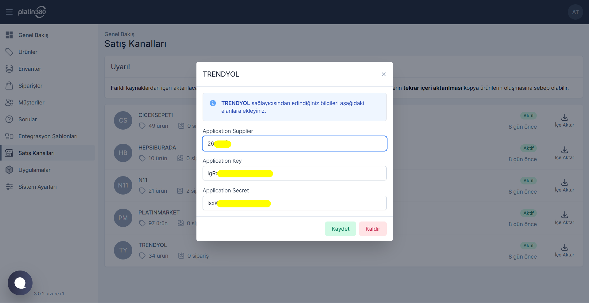 trendyol api key